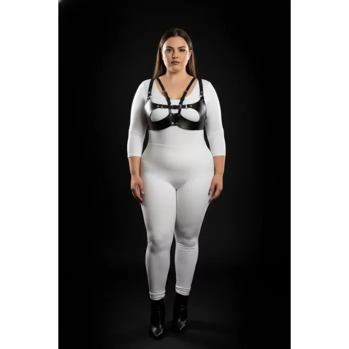 Büyük Beden Siyah Kadın Harness Takım Ayarlanabilir Deri Vücut Aksesuarı - APFT1377