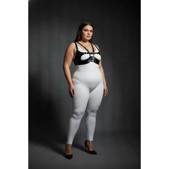Büyük Beden Siyah Kadın Harness Takım Ayarlanabilir Deri Vücut Aksesuarı - APFT1377