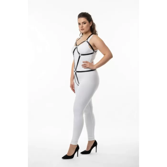 Büyük Beden Siyah Kadın Harness Takım Deri Vücut Aksesuarı - APFT240