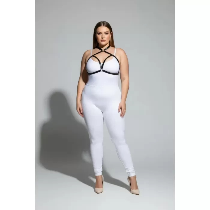 Büyük Beden Siyah Kadın Lastik Harness Takım Çapraz Askılı Sütyen Aksesuarı - APFT100