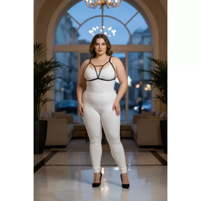 Büyük Beden Siyah Kadın Lastik Harness Ayarlanabilir Fantezi Aksesuarı - APFT104