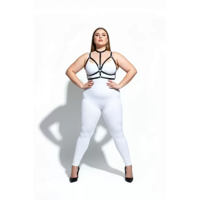 Büyük Beden Siyah Kadın Harness Takım Lastik Halka Detaylı Fantezi Aksesuar - APFT137