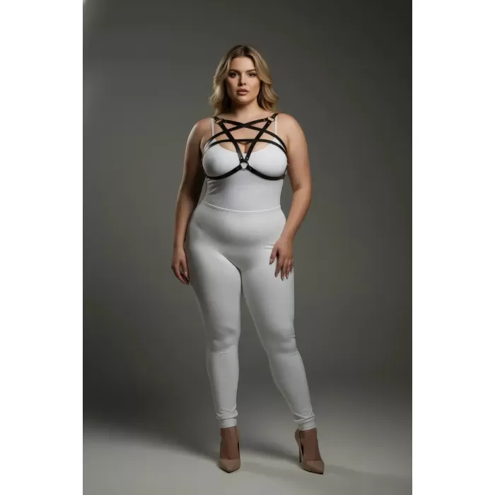 Büyük Beden Siyah Kadın Deri Göğüs Harness Takımı Şık Vücut Aksesuarı - APFT167