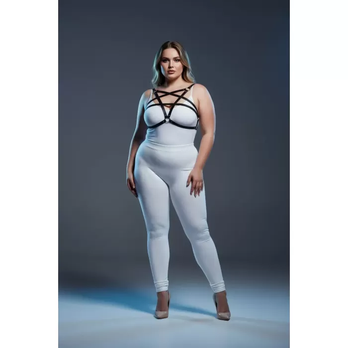 Büyük Beden Siyah Kadın Deri Göğüs Harness Takımı Şık Vücut Aksesuarı - APFT167