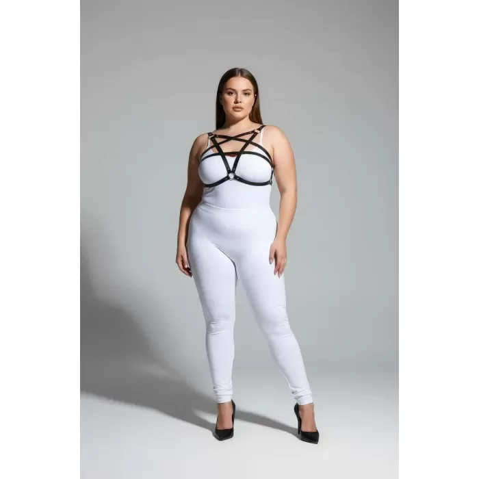 Büyük Beden Siyah Kadın Deri Göğüs Harness Takımı Şık Vücut Aksesuarı - APFT167