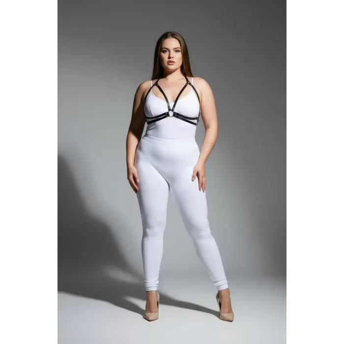 Büyük Beden Siyah Kadın Deri Harness Halka Detaylı Şık Kombin Aksesuarı - APFT200