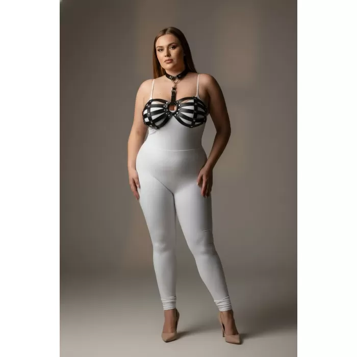 Büyük Beden Siyah Kadın Harness Takım Şık Deri Fantezi Aksesuar - APFT224