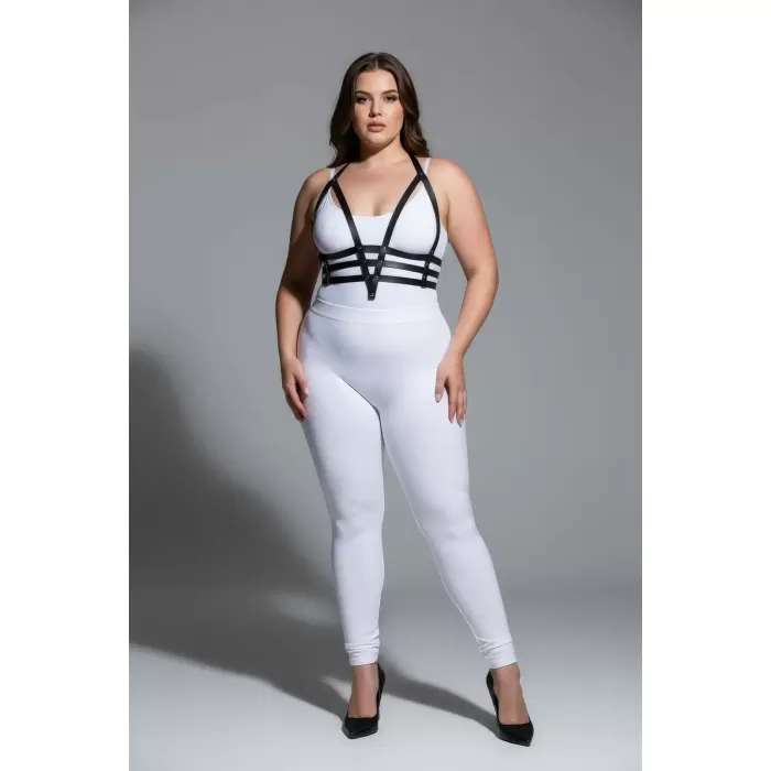 Büyük Beden Siyah Kadın Deri Harness Takım Ayarlanabilir Estetik Tasarım - APFT237