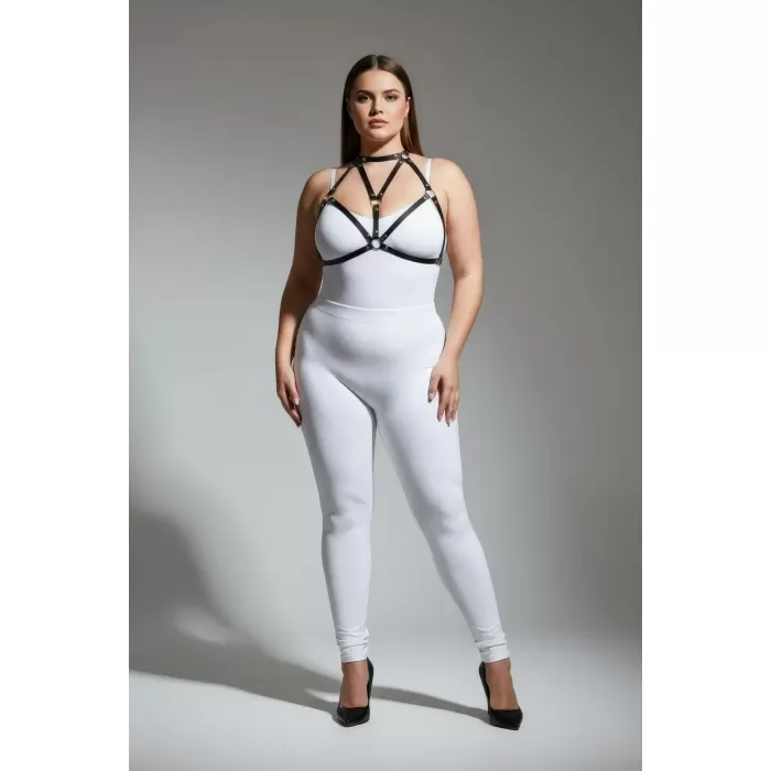 Büyük Beden Siyah Kadın Deri Göğüs Harness Fantazi Aksesuarı - APFT244