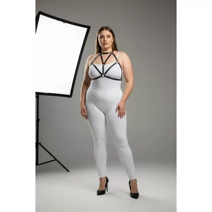 Büyük Beden Siyah Kadın Deri Göğüs Harness Fantazi Aksesuarı - APFT244