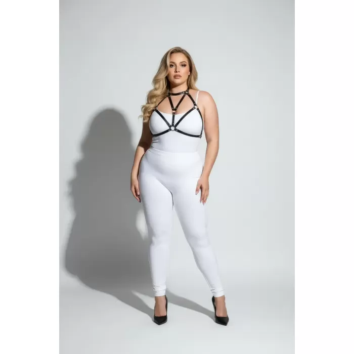 Büyük Beden Siyah Kadın Deri Göğüs Harness Fantazi Aksesuarı - APFT244