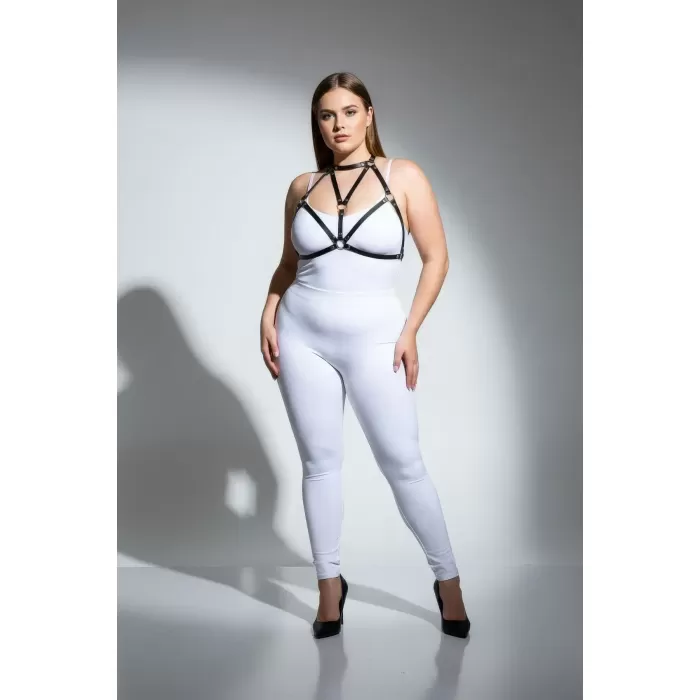 Büyük Beden Siyah Kadın Deri Göğüs Harness Fantazi Aksesuarı - APFT244