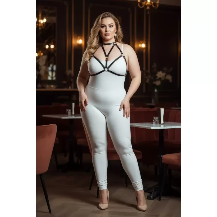 Büyük Beden Siyah Kadın Deri Göğüs Harness Fantazi Aksesuarı - APFT244