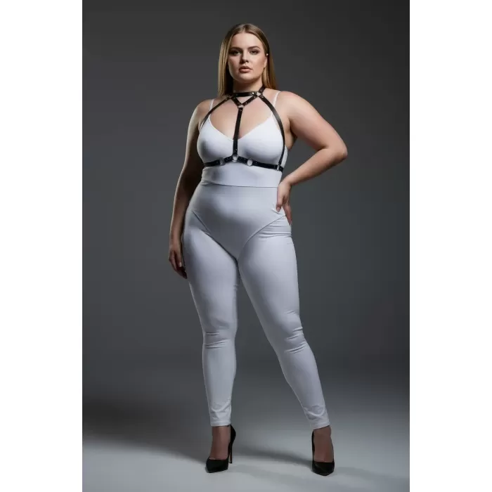 Büyük Beden Siyah Kadın Deri Harness Takım Halka Detaylı Kombin Aksesuarı - APFT245