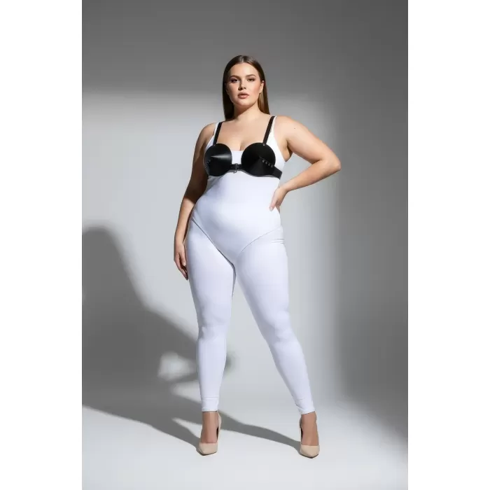 Büyük Beden Siyah Kadın Harness Takım Deri Büstiyer Vücut Aksesuarı - APFT250