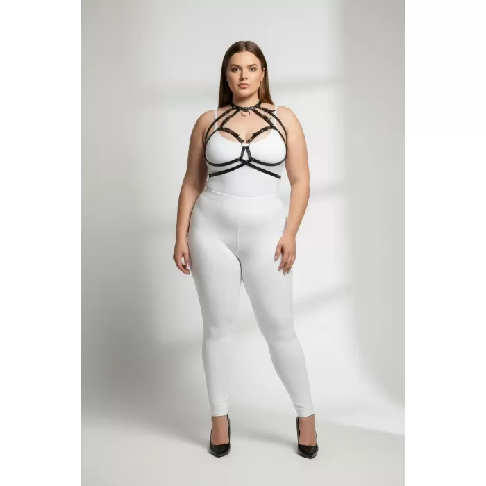 Büyük Beden Siyah Kadın Harness Takım Halka Detaylı Giyim Üzeri Aksesuar - APFT330