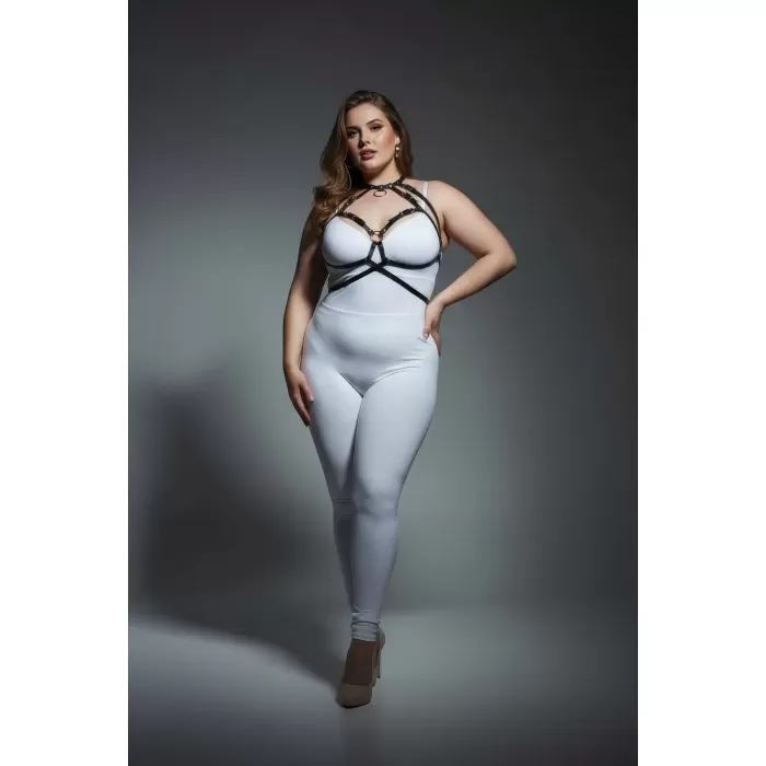 Büyük Beden Siyah Kadın Harness Takım Halka Detaylı Giyim Üzeri Aksesuar - APFT330