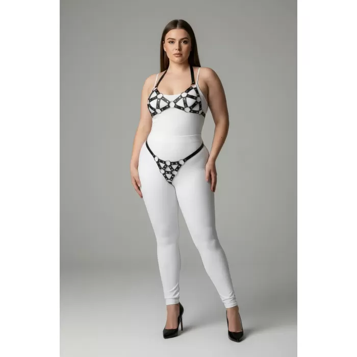 Büyük Beden Siyah Kadın Harness Takım Halka Detaylı Seksi Deri Fantezi Aksesuar - APFT422