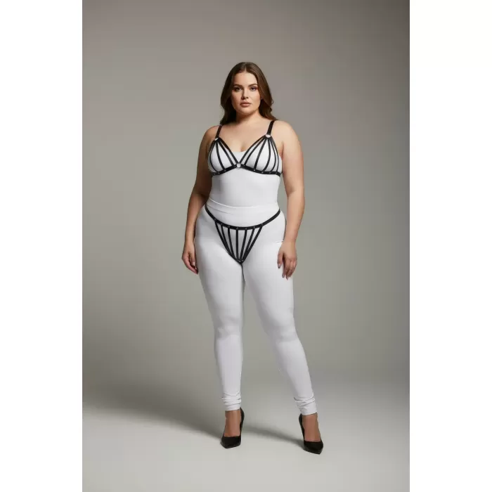 Büyük Beden Siyah Kadın Harness Takım Lastik Fantezi Aksesuar - APFT555