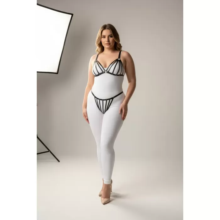 Büyük Beden Siyah Kadın Harness Takım Lastik Fantezi Aksesuar - APFT555