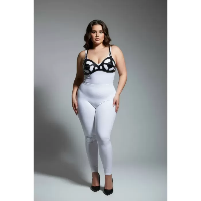 Büyük Beden Siyah Kadın Deri Harness Takım Fantezi Giyim Vücut Aksesuarı - APFT1155