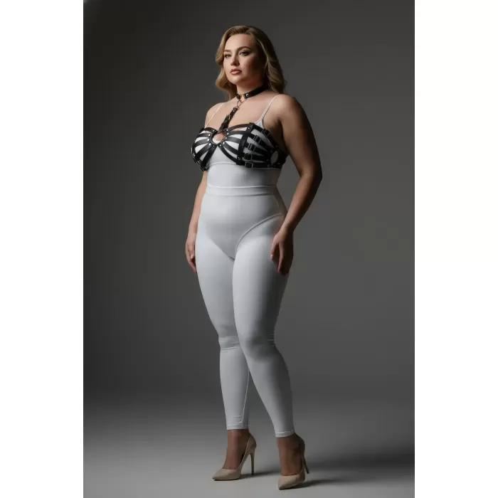 Büyük Beden Siyah Kadın Harness Takım Zincir ve Halka Detaylı Fantezi Aksesuar - APFT1408