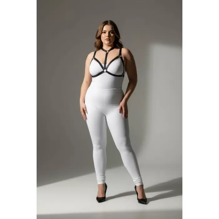 Büyük Beden Siyah Kadın Lastik Harness Şık Vücut Aksesuarı - APFT93