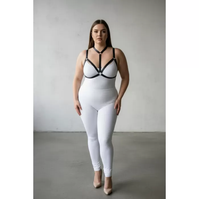 Büyük Beden Siyah Kadın Lastik Harness Şık Vücut Aksesuarı - APFT93