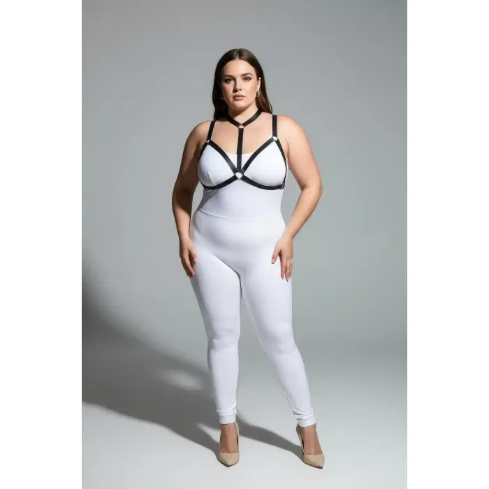 Büyük Beden Siyah Kadın Lastik Harness Şık Vücut Aksesuarı - APFT93