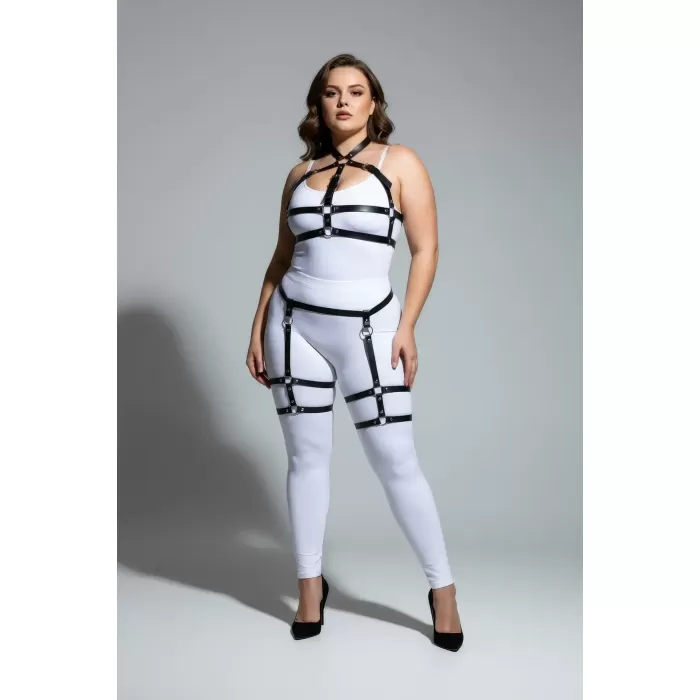 Büyük Beden Siyah Kadın Jartiyer Harness Takımı Ayarlanabilir Fantezi Aksesuarı - APFT272