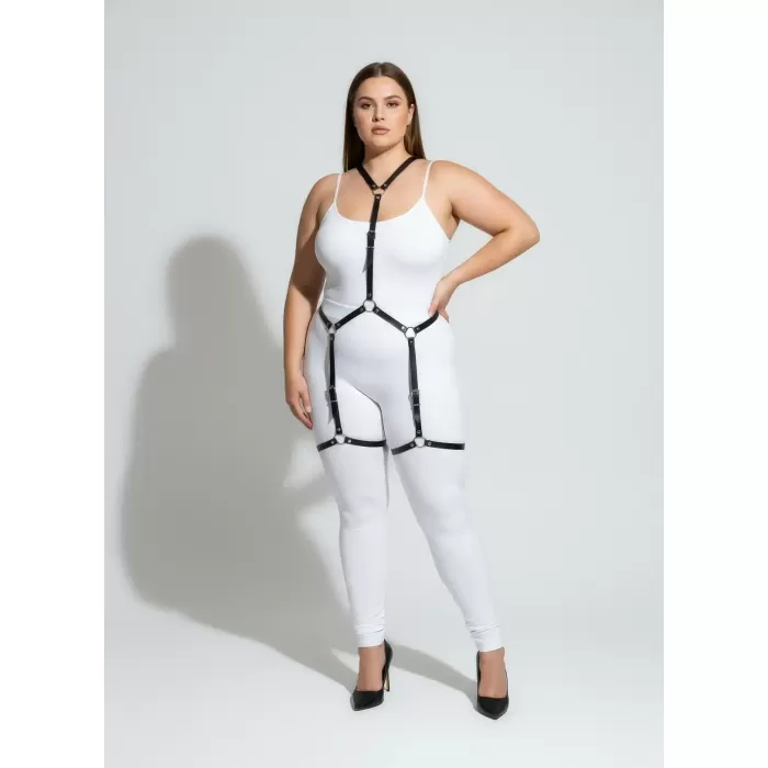 Büyük Beden Siyah Kadın Jartiyer Harness Fantazi İç Giyim Vücut Aksesuarı - APFT234
