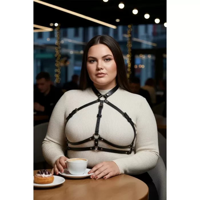 Büyük Beden Siyah Kadın Kemer Deri Vücut Kuşağı Korse Tarzı Kombin Tamamlayıcı - APFT119