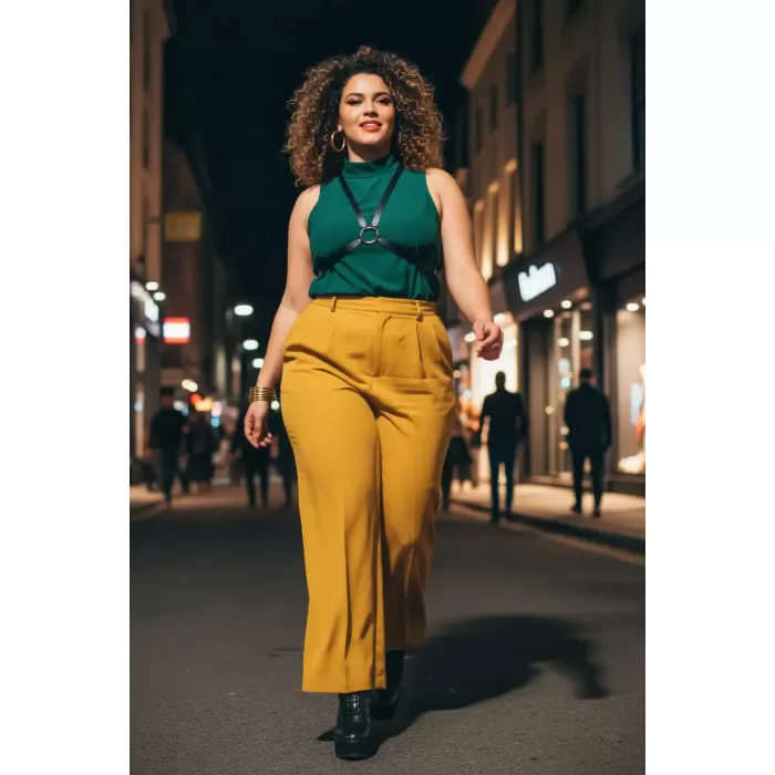 Büyük Beden Siyah Kadın Kemer Deri Harness Minimal Halka Detaylı Kombin Aksesuarı - APFT131