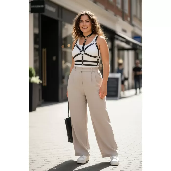 Büyük Beden Siyah Kadın Kemer İddialı Deri Kemeri - APFT154