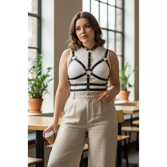 Büyük Beden Siyah Kadın Kemer İddialı Deri Kemeri - APFT154