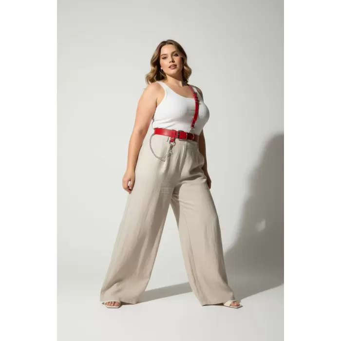 Büyük Beden Kırmızı Kadın Kemer Zincir Detaylı Harness Vücut Aksesuarı - APFT620