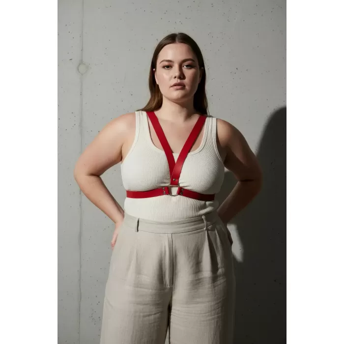 Büyük Beden Kırmızı Kadın Deri Vücut Kemeri Estetik Kombin Tamamlayıcı - APFT633