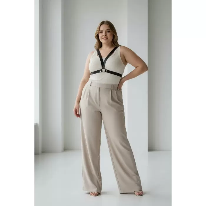 Büyük Beden Siyah Kadın Kemer Deri Harness Stil Kombin Tamamlayıcı - APFT633