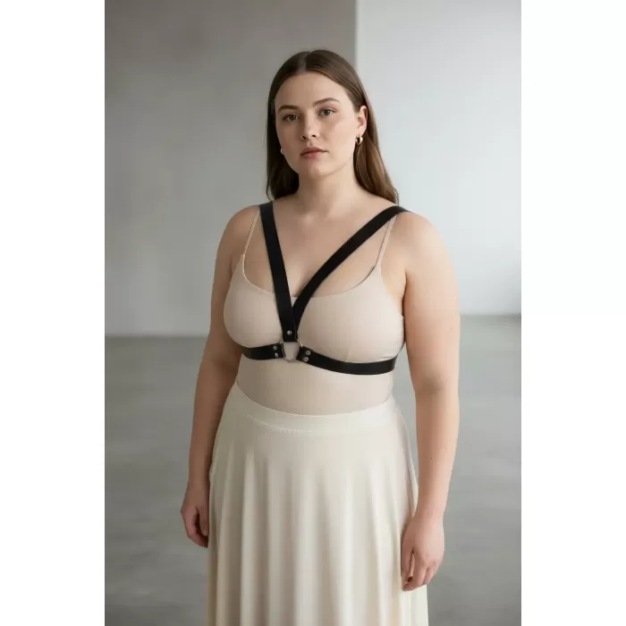 Büyük Beden Siyah Kadın Kemer Deri Harness Stil Kombin Tamamlayıcı - APFT633