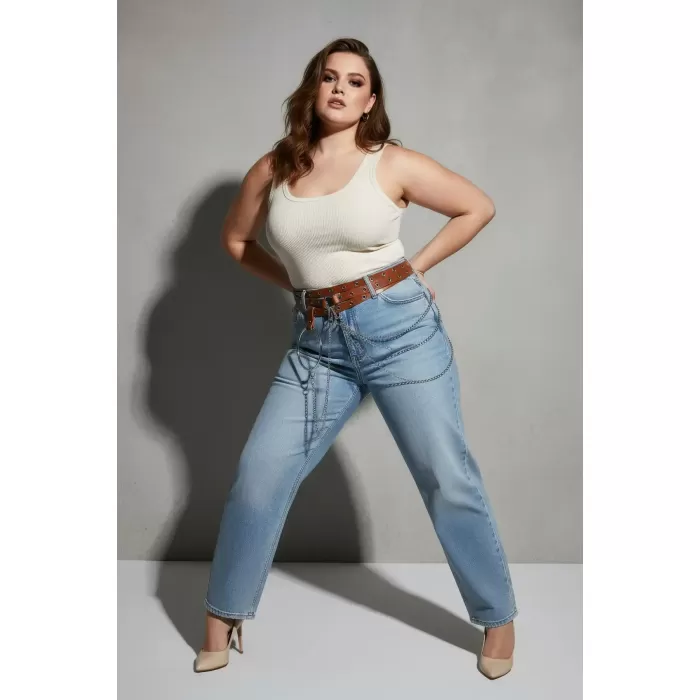 Büyük Beden Taba Kadın Kemer Zincir Detaylı Halkalı Trend Tasarım - APFT731