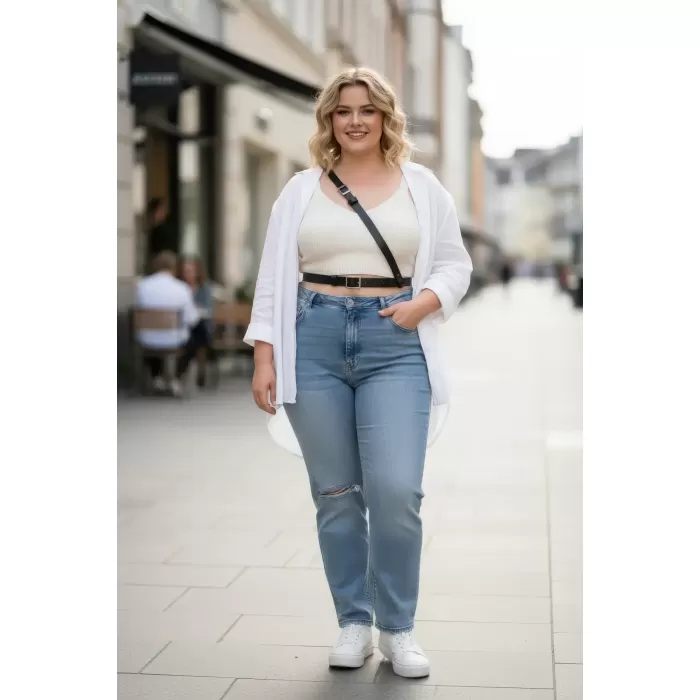 Büyük Beden Siyah Kadın Deri Kemer Vücut Aksesuarı Tarzında Askılı Model - APFT917