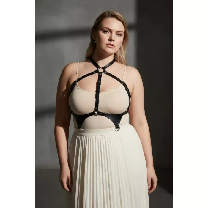 Büyük Beden Siyah Kadın Kemer Deri Vücut Aksesuarı Korse Tarzı Kombin Tamamlayıcı - APFT1110