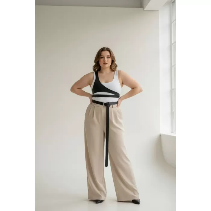 Büyük Beden Siyah Kadın Kemer Harness Detaylı Vücut Aksesuarı - APFT1120