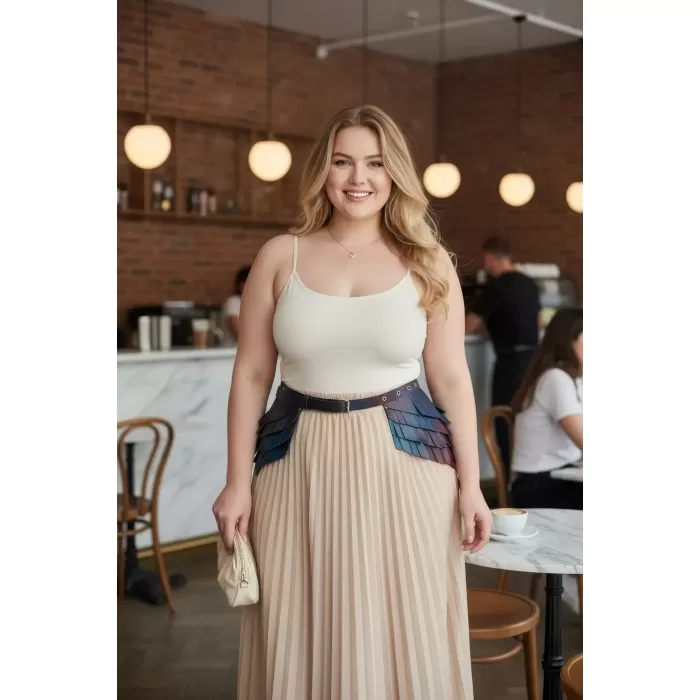 Büyük Beden Siyah Kadın Kemer Kalın Korse Tipi Deri Estetik Tasarım - APFT1254