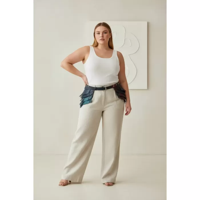 Büyük Beden Siyah Kadın Kemer Kalın Korse Tipi Deri Estetik Tasarım - APFT1254