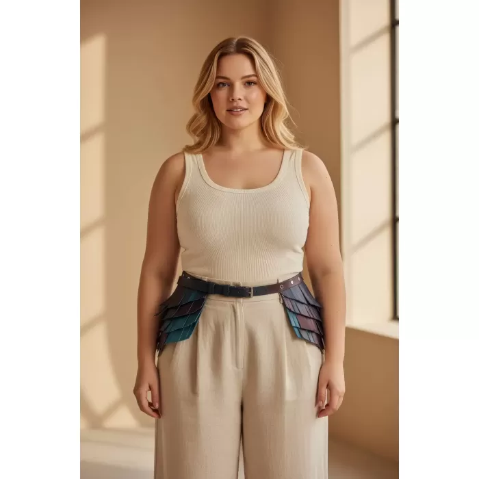 Büyük Beden Siyah Kadın Kemer Kalın Korse Tipi Deri Estetik Tasarım - APFT1254