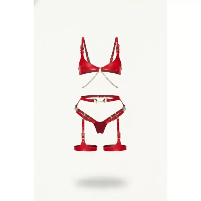 Kırmızı Harness Takım Deri Materyal Zincir Detaylı - APFT1379