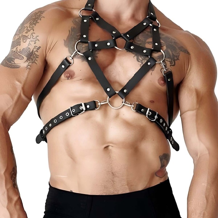 Erkek Deri Göğüs Harness Fantezi Giyim