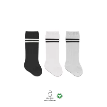 Bistyle Derby Dizaltı Çorap 3lü Bs40101 Siyah Ekru Gri Çemberli