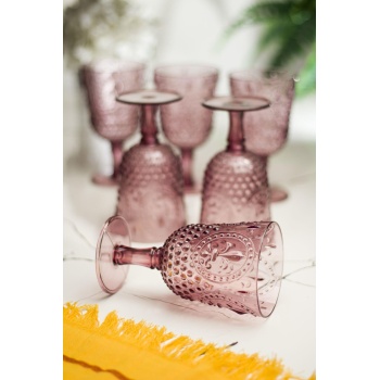 Akrilik Mürdüm 6lı Kadeh & Su Meşrubat Kahve Yanı Bardağı 450 ml ( Cam Değildir )